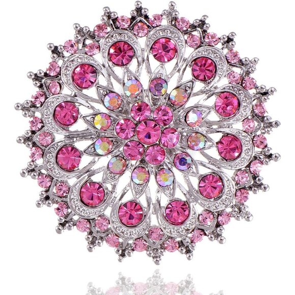 Other - Adustable Silver Blue Purple Iridescent Crystal Rhinestones Snowflake Flower Flo